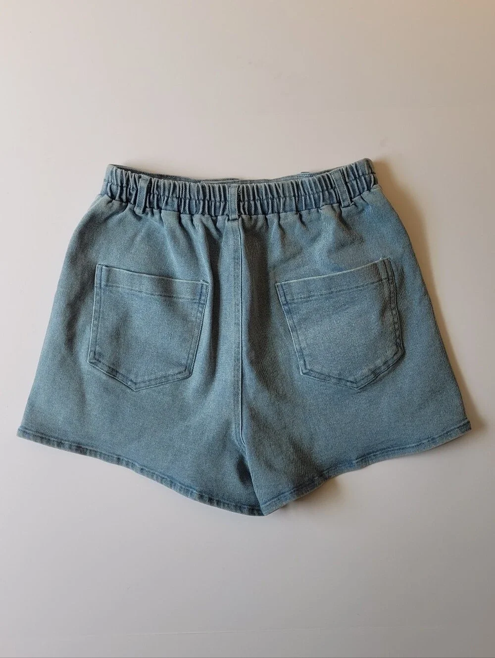 Blue Blush Floral Embroidered Denim Matching Set Crop Top & Shorts Small